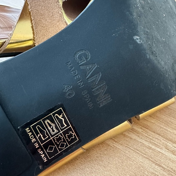 Ganni gold leather kitten heel sandals - size 40 / US 9 - Picture 8 of 8